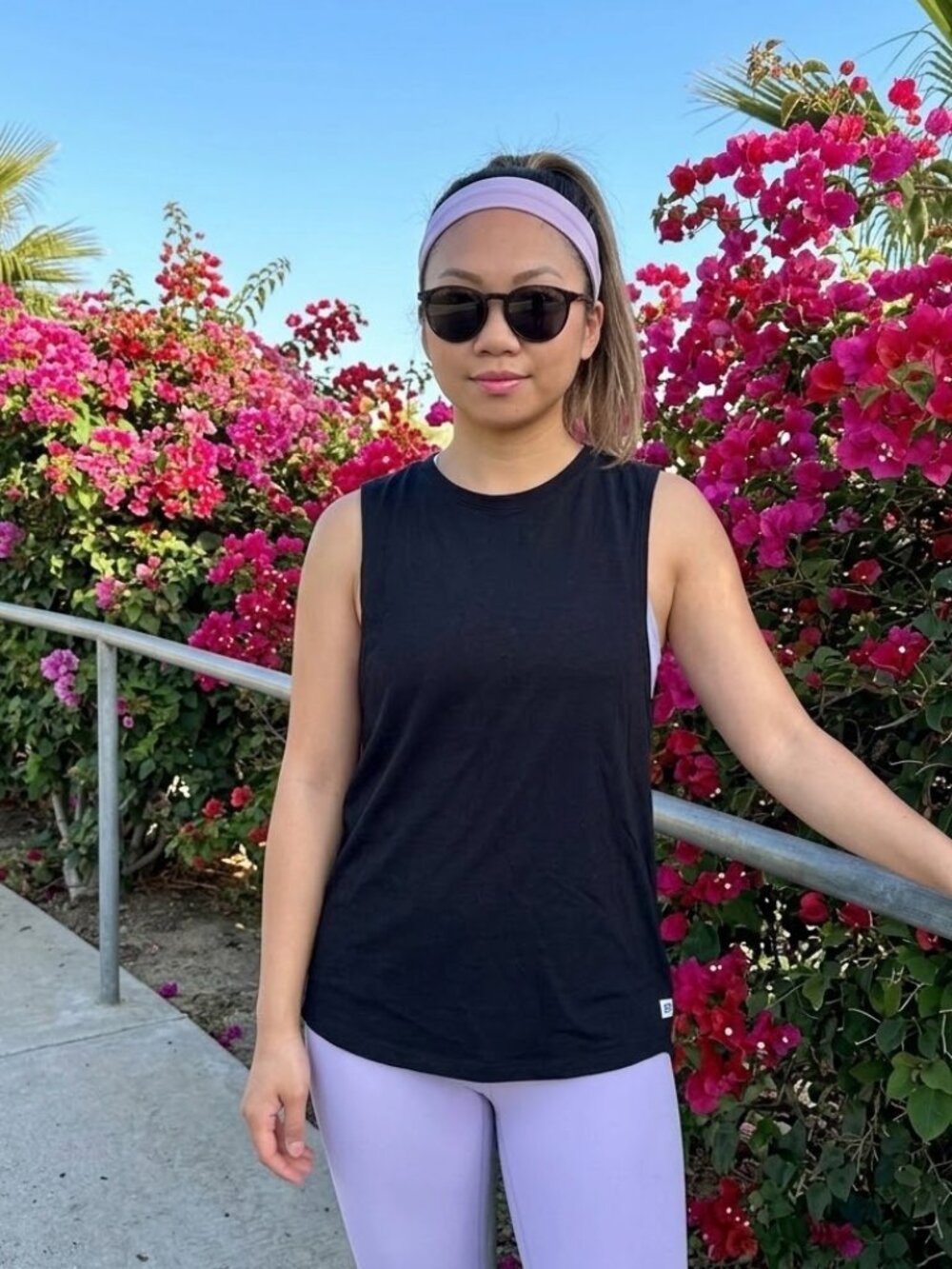 Fabletics Black 100% Cotton High-Neck Athletic Sleeveless Muscle Tank Size S